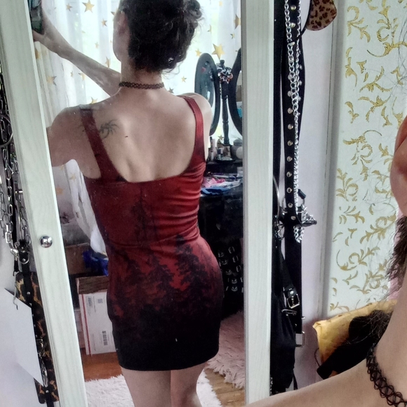 Dolls Kill Widow gothic bodycon laceup mini dress! Natures terror - Picture 3 of 13